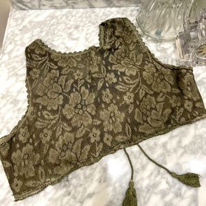 Olive green all over lace crop top